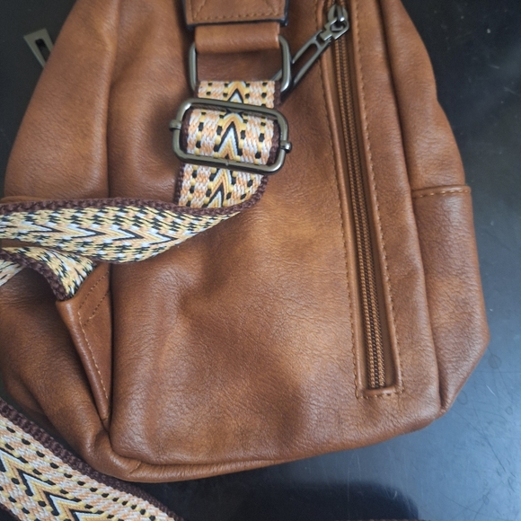 Womens Brown‎ Crossbody Sling Small Backpack - Picture 6 of 6